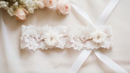 Obraz na płótnie Canvas Bride's delicate bridal garter