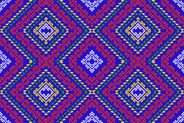 Traditional ethnic fabric pattern, seamless pattern design for textiles, rugs, wallpaper, clothing, sarong, scarf, batik, wrap, embroidery, print, background, vector illustration. thai fabric