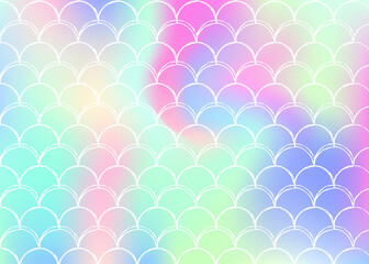 Mermaid scales background with holographic gradient.