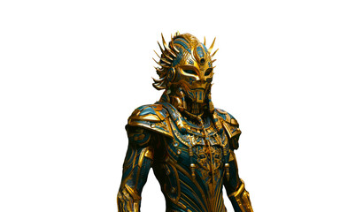 Golden Pharaoh standing Cutout on transparent PNG , AI Generated  
