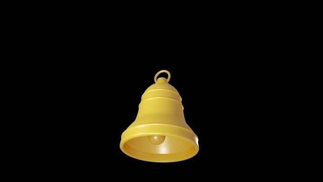 Christmas bell 3D ring with alpha channel. 3D rendering. Transparent background