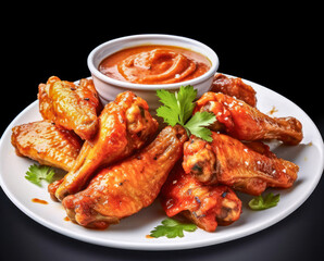 Fritierte Chicken Wings auf einem Teller, Generative AI