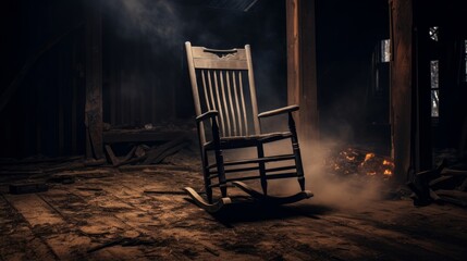 A haunted rocking chair moving on its own