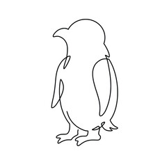 Vector continuous one line penguin illustration