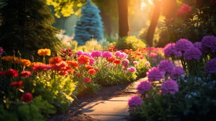 Foto op Aluminium A vibrant garden filled with blooming flowers and positivity © Cloudyew