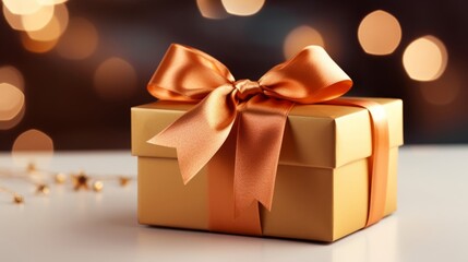 Gift box with a ribbon ready to be opened