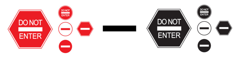 Do not enter banner, stop road sign, stop icon, black and white sign, white and red sign, graphic resources, vector, circular sign 