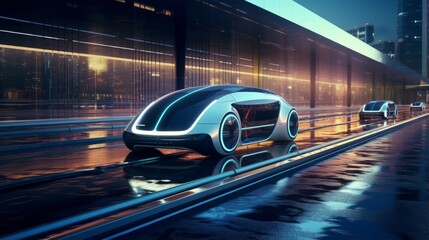 A futuristic concept of AI-driven autonomous vehicles