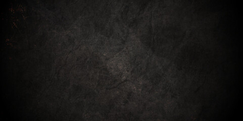 Black stone wall texture grunge rock surface. dark gray concrete background backdrop. wide panoramic banner. old wall stone for dark black distressed grunge background wallpaper rough concrete wall. - obrazy, fototapety, plakaty