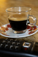 espresso coffee and telephone