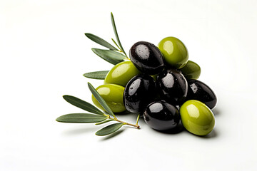 Generative AI Background illustration of green and black olives