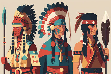 North American Indians. Cartoon characters