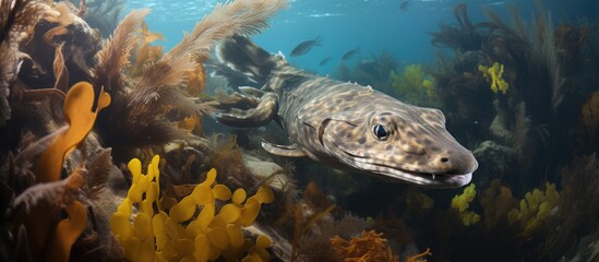 Puff adder shy shark found in False Bay Cape Town South Africa s kelp forests With copyspace for text