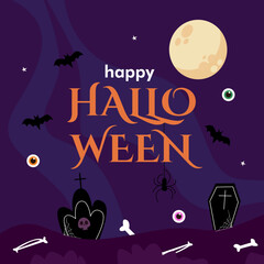 Happy Halloween card template.Halloween party invitation card.