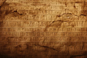 Foto op Plexiglas Worn hieroglyphics chronicle ancient mysteries in sandstone walls. © Kanisorn