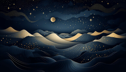 Kunst - Gemälde mit Nachthimmel und Sternen