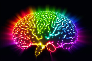 Minds Symphony. Unveiling the Intricate Dance of the Human Brain. A beautiful abstract human brain. Generative AI