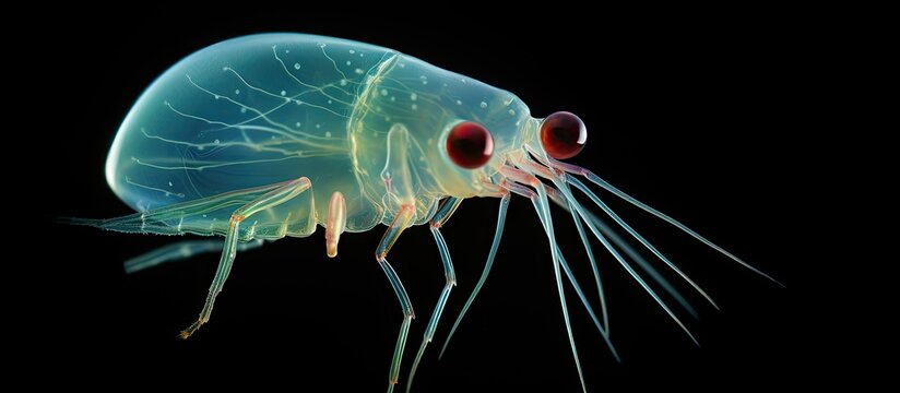 Image of tiny aquatic organism Water Flea Daphnia With copyspace for text