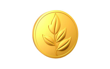 Beautiful Golden Coin 3D Icon with Cartoon Style Isolated on Transparent Background PNG.