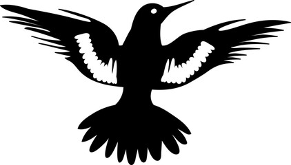 silhouette logo of a flying bird on a white background, vector