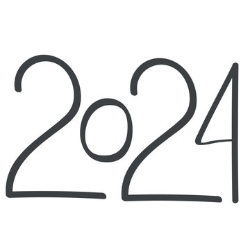 2024 in doodle style, vector