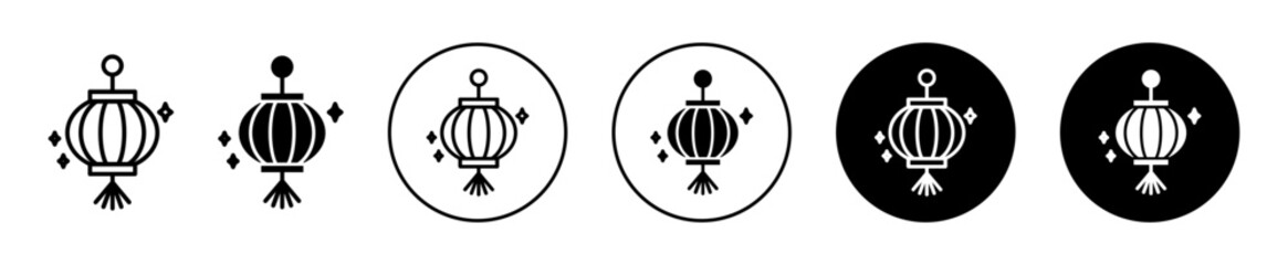 Traditional Chinese lantern icon. Japanese Happy new year light lamp decoration symbol set. Korean tassel celebration with lantern vector sign. Chinese paper lantern or light lamp line logo. - obrazy, fototapety, plakaty