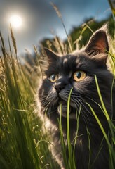 cat on grass