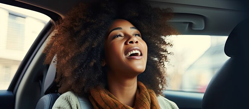 Happy African American Couple Singing Dancing And Joyfully Traveling In High Spirits Purchasing A Car Weekend Excursion And On A Road Trip With Copyspace For Text