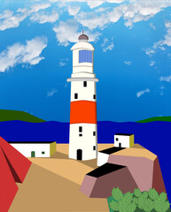 Graphic representation of the Punta Europa lighthouse, on the Strait of Gibraltar.