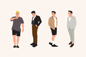 Fototapeta premium Set of men in casual clothes. Vector illustration in flat style.