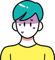 体調不良で顔色の悪い男性のシンプルな線画