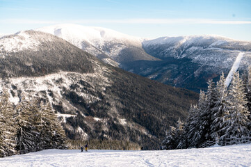 Winter panorama of the Giant Mountains - Krkonose - Snezka Mountain - Spindleruv Mlyn
