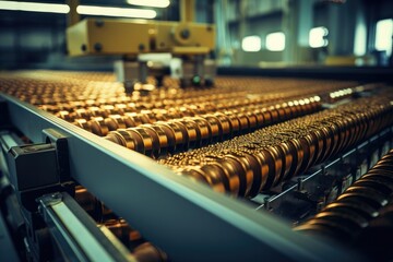 Fototapeta premium Manufacture of shells and cartridges on the assembly line of a military plant