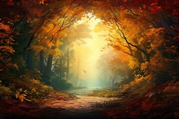 Autumn leaves background with copy space.