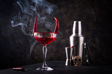 Halloween cocktail Red Devil martini