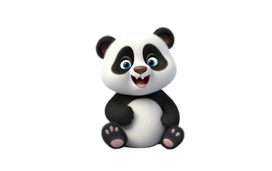 Sitting Stunning Panda with 3D Cartoon Style Isolated on Transparent Background PNG.
