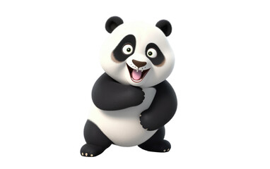 Standing Stunning Panda with 3D Cartoon Style Isolated on Transparent Background PNG.