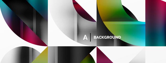 Obraz premium Minimalistic elegance shines through in this metallic background, showcasing composition of circles and triangles, creating geometric masterpiece