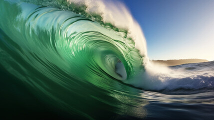 Foamy waves rolling up in ocean.