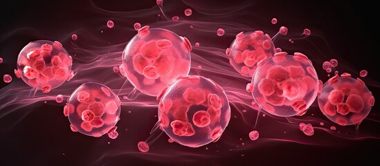 Group of 8 stem cells pink in color With copyspace for text