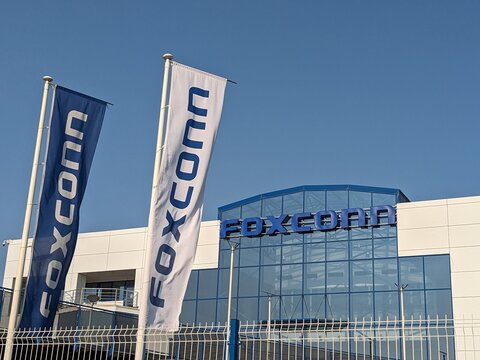 Kolin,Czech republic-July 14 2023:Foxconn company, big technology company and  employer in this region,huge production plant factory and logistics center warehouse