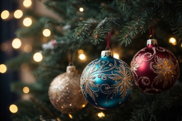 Obraz na płótnie Canvas Festive Illumination: Shiny Christmas Decoration in Festive Interior