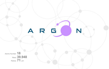 Modern logo design for the word "argon" which belongs to atoms in the atomic periodic system.