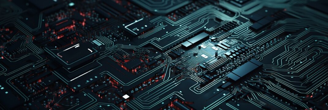 banner Electronic circuits, blue neon light, Software and Web Developer Programming Code, Binary Abstract Computer Script, Program Developing digital background.