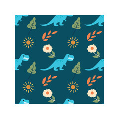 Cute Dinosaur Theme Seamless Pattern Vector Illustration