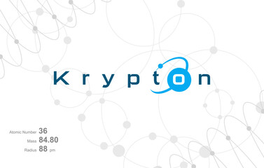 Modern logo design for the word "Krypton" which belongs to atoms in the atomic periodic system.