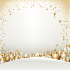 Fototapeta premium Luxury christmas card with copy space for your design. Christmas background. Illustration. white and golden tone. Generative AI