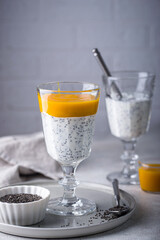 Healthy chia pudding with mango