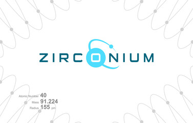 Modern logo design for the word "Zinc" which belongs to atoms in the atomic periodic system.