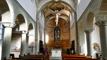Innenraum der Pfarrkirche St. Peter und Paul auf der Insel Reichenau - obrazy, fototapety, plakaty